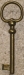 Vitrinenschloss ohne Stulpe, Eisen altvermessingt mit Schlüssel, Dorn 20-25mm, rechts und links verwendbar, mit Schlüssel.