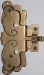 Vitrinenschloss ohne Stulpe, Eisen altvermessingt mit Schlüssel, Dorn 40-45mm, rechts und links verwendbar, mit Schlüssel.