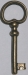 Vitrinenschloss mit Stulpe, Eisen altvermessingt mit Schlüssel, Dorn 12mm, rechts und links verwendbar, mit Schlüssel.