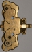 Vitrinenschloss mit Stulpe, Eisen altvermessingt mit Schlüssel, Dorn 25mm, rechts und links verwendbar, mit Schlüssel.