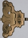 Vitrinenschloss mit Stulpe, Eisen altvermessingt mit Schlüssel, Dorn 35mm, rechts und links verwendbar, mit Schlüssel.