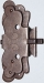 Vitrinenschloss mit Stulpe, Eisen gerostet mit Schlüssel, Dorn 30mm, rechts und links verwendbar, mit Schlüssel.