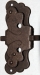 Vitrinenschloss mit Stulpe, Eisen gerostet mit Schlüssel, Dorn 15mm, rechts und links verwendbar, mit Schlüssel.