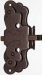 Vitrinenschloss mit Stulpe, Eisen gerostet mit Schlüssel, Dorn 20mm, rechts und links verwendbar, mit Schlüssel.
