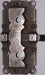 Vitrinenschloss ohne Stulpe, Eisen gerostet mit Schlüssel, Dorn 25mm, rechts und links verwendbar, mit Schlüssel.