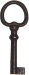 Vitrinenschloss ohne Stulpe, Eisen gerostet mit Schlüssel, Dorn 15mm, rechts und links verwendbar, mit Schlüssel.