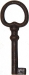 Einlassschloß rechts, altvermessingt, Dorn 15mm, mit Schlüssel