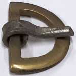 Gürtelschnalle, Messing patiniert, original alt, Innenbreite für Leder: 24mm