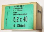 L-Haken, mit Kreuzschlitz, Stahl blau chromatiert, noch 2 Packungen a 4 Stück erhältlich