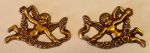 Applikation antik, Zierteilpaar Messing gegossen patiniert, nur noch 1 Stück verfügbar, Restposten