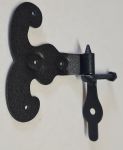Möbelband historisch, Langband Eisen handgearbeitet matt schwarz lackiert, nur 1 x verfügbar, für Überschlag -8mm