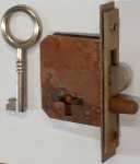 Einsteckschloß, mit vernickeltem Schlüssel, Dorn 22mm links, Rollladenschloss