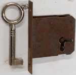 Einsteckschloß, mit vernickeltem Schlüssel, Dorn 35mm rechts.