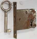 Einsteckschloß, mit vernickeltem Schlüssel, Dorn 45mm rechts