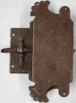 Schrankschloss, Eisen gerostet und gewachst, mit Schlüssel, Dorn 55mm rechts, Einzelstück, nur 1 x verfügbar
