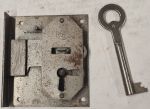 Einlassschloß, Eisen angerostet mit Eisenschlüssel, Dorn 40mm rechts, antik, alt, Einzelstück, keine weiteren lieferbar