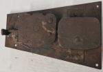 Antikes handgefertigtes Truhenschloss historisches, altes mit Haken und Schlüssel, Eisen rostig, Dorn 95mm, Einzelstück, nur 1 x verfügbar