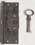 Schatullenschloss, Eisen angerostet mit Schlüssel, Dorn 17mm, für Schatullen und kleine Truhen, nur 1x verfügbar
